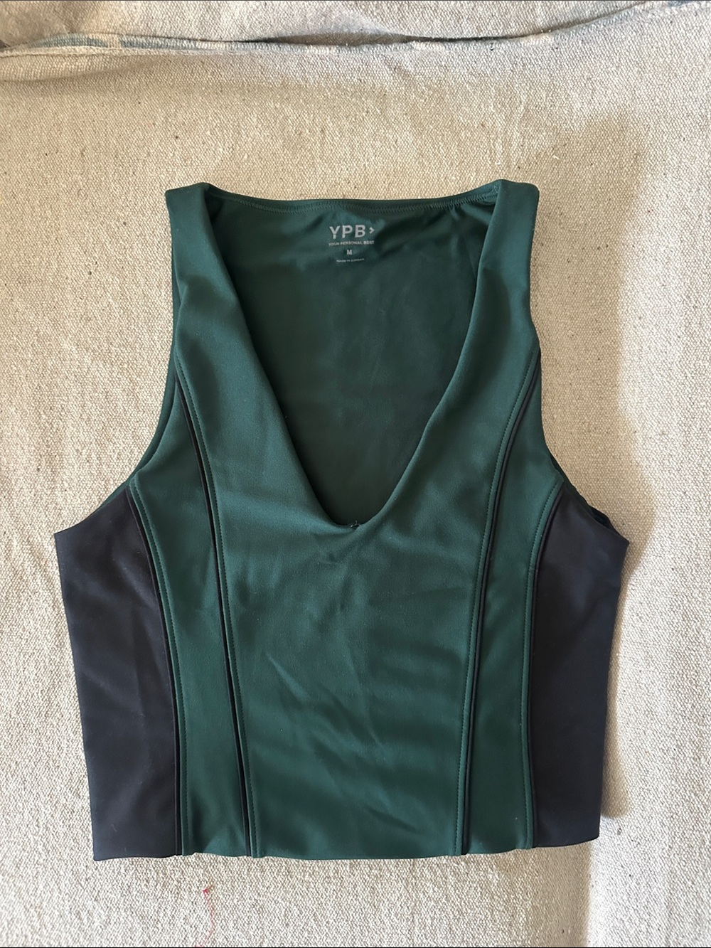 Abercrombie & Fitch YPB Green V-Neck Colorblock Bra workout Top